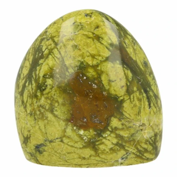 Mooi groen met bruine groene opaal gepolijste vorm van ruim 6cm hoog