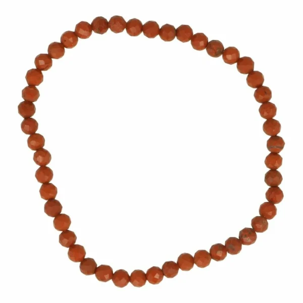 Rode jaspis armband met facet geslepen kralen van 4mm diameter op rekbaar koord