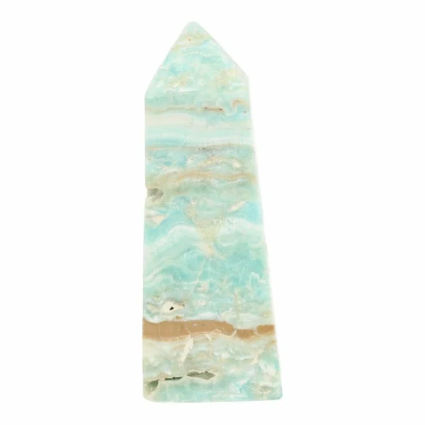 Fijne carribean blue calciet toren van 104mm hoog uit Pakistan