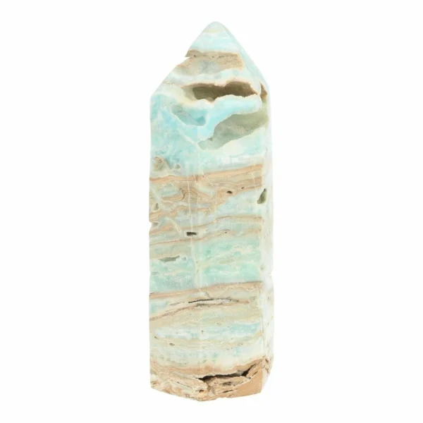 Fraaie carribean blue calciet toren van 112mm hoog en zes zijdes