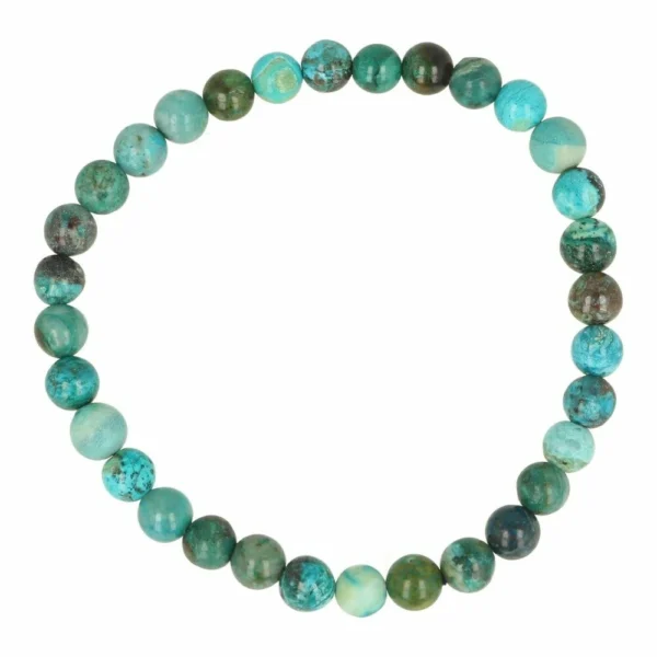 A-kwaliteit chrysocolla armband met kralen van 6mm op rekbaar koord