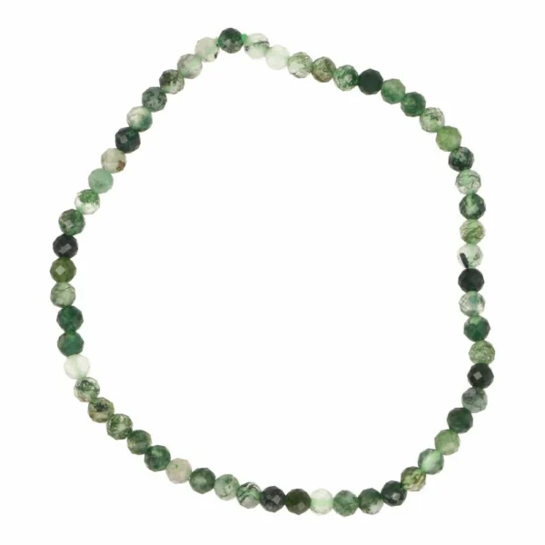 Fijne mosagaat armband met faectgeslepen kralen van 3mm