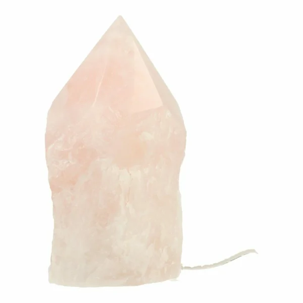 Fraaie roze rozenkwarts lamp in puntvorm met verlichting