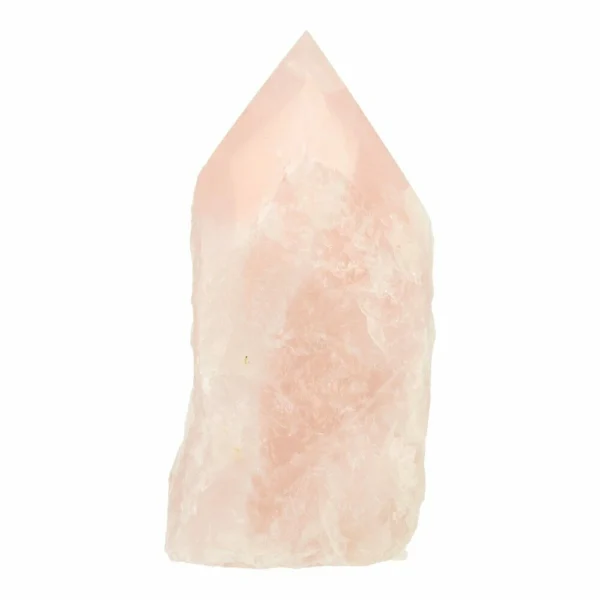 Fraaie rozenkwarts lamp in punt vorm van 18cm hoog