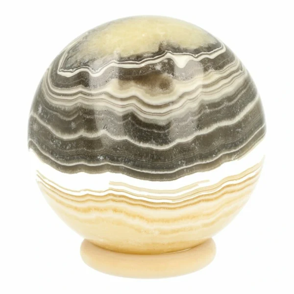 Fraaie zebra calciet bol met diameter van 10cm uit Mexico