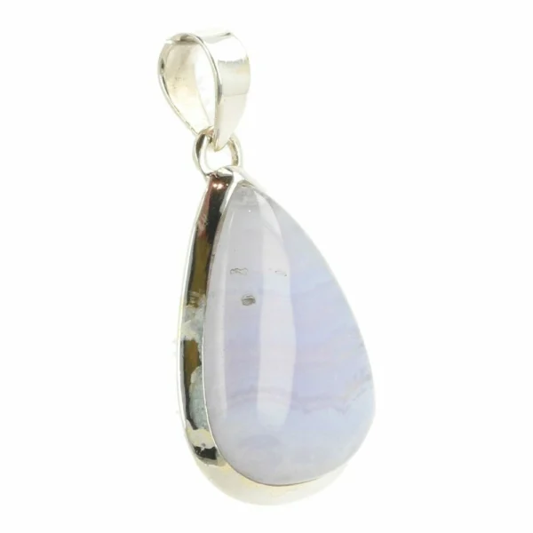 Mooie heldere blauwe chalcedoon hanger in zilver 'nr5'