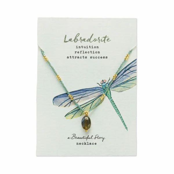 Leuke labradoriet ketting 'wishing' op cadeaukaart van A Beatiful Story