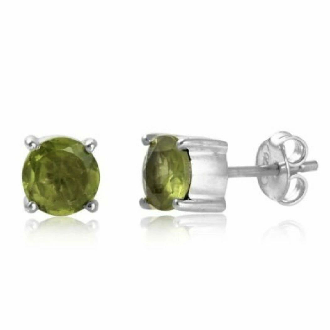 Peridoot oorbel in zilver 6mm