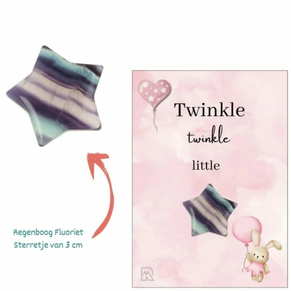 Leuk kaartje voor een meisje met twinkle little star met fluoriet ster