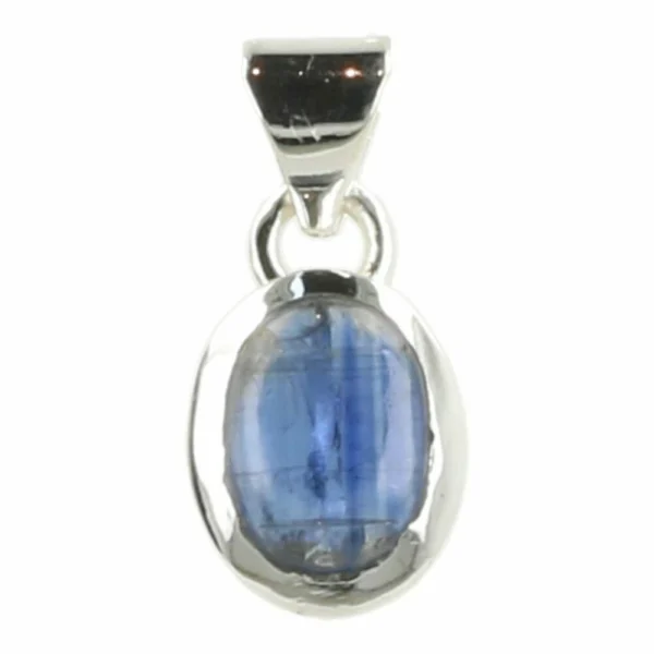 Fraaie blauwe kyaniet hanger in zilver nr9 met heldere glans
