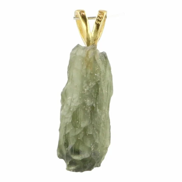 Fraaie langwerpige moldaviet hanger met gouden oogje nr6