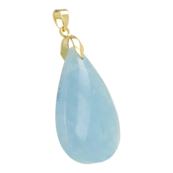 Mooie kwaliteit blauwe aquamarijn hanger met goudkleurig oogje nr2