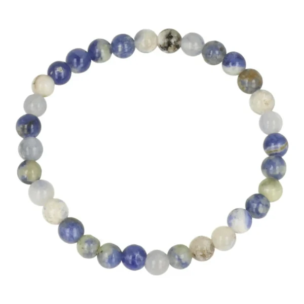Mooie wit met blauwe sodaliet kinderarmband met kralen van 4mm